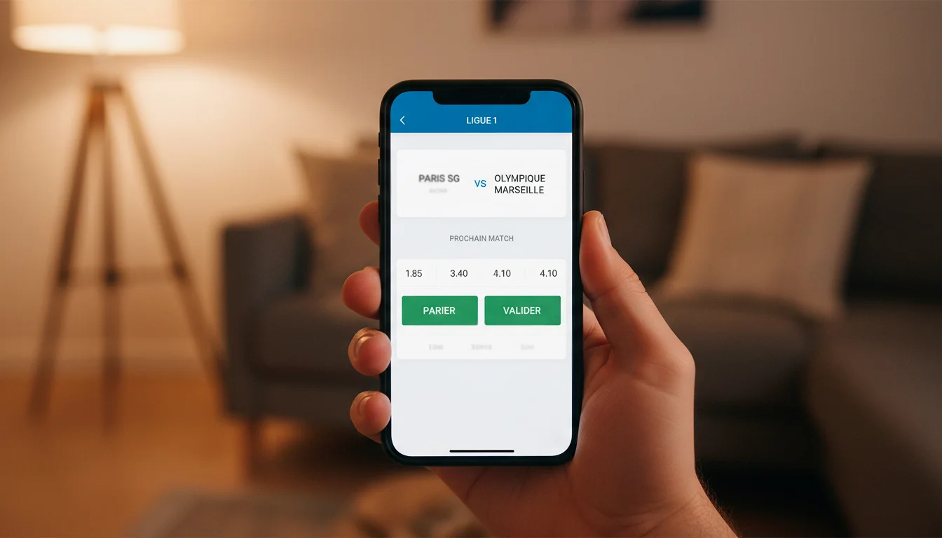 Choisir son bookmaker en France — smartphone affichant une application de paris sportifs