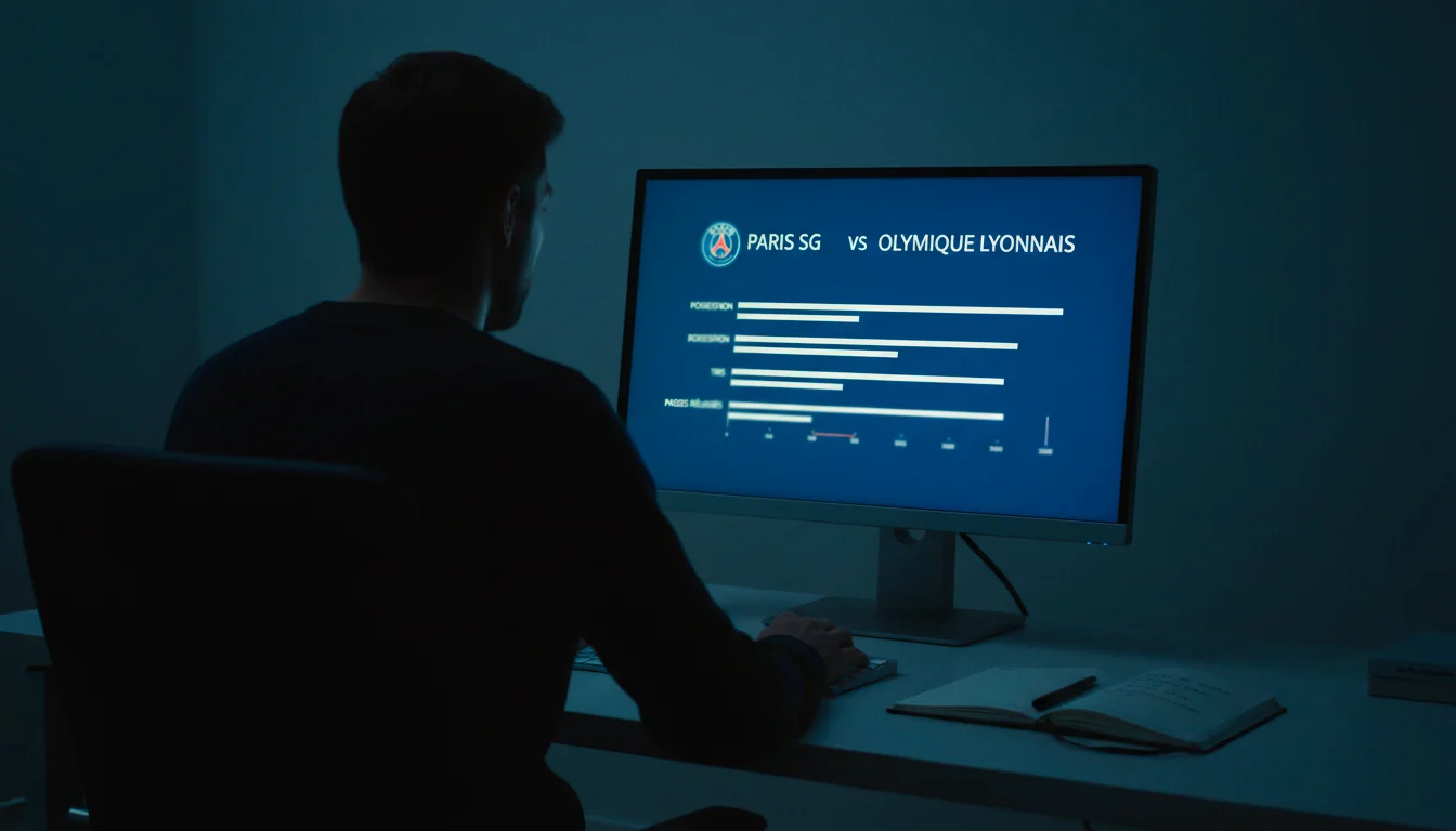 Stratégies paris sportifs — analyste étudiant des statistiques de match sur un écran